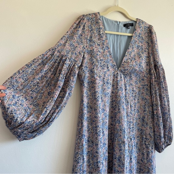Lulus Garden Paths Floral Puff Sleeve Maxi Dress hippie Gypsy babydoll prairie S - Picture 7 of 15